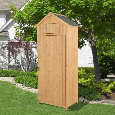 Outsunny® Domek Ogrodowy Narzędziownia Szopa z Półkami Dach Asfaltowy Okno Drewniany Naturalny 77 X 54,2 X 179 cm