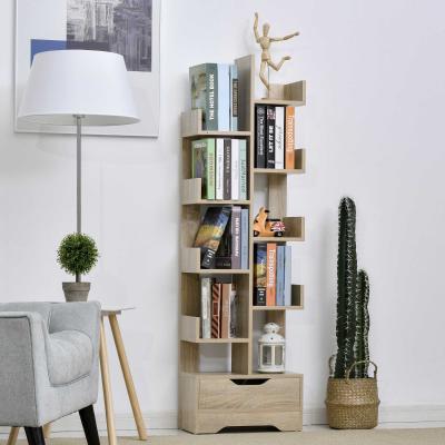 Biblioteczka narożna z 10 półkami i szufladą Regał płyta wiórowa E1