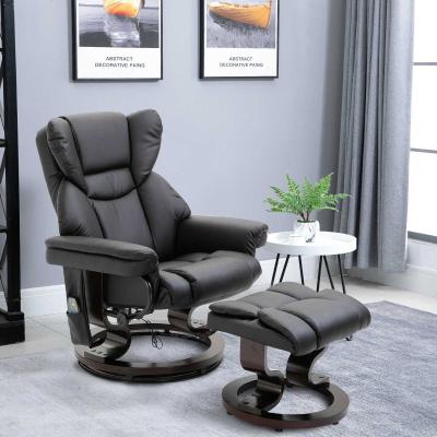 Fotel masujący z podnóżkiem Fotel relaksacyjny z funkcją ogrzewania 135° nachylenia PU Czarny 79 x 82 x 101 cm HOMCOM®