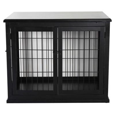 Pawhut® Klatka dla Psa do Domu 2 Drzwi Zwierzęta Domowe MDF Metal Czarna