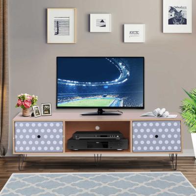 HOMCOM® STOLIK RTV SZAFKA STOJAK LOWBOARD styl retro punktowy wzór drewno 140 x 40 x 44,5 cm