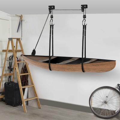 HOMCOM Podnośnik kajakowy Podnośnik sufitowy Podnośnik rowerowy System do przechowywania kajaków do 50 kg Uchwyt sufitowy wielofunkcyjny stal PP czarny 12,3 x 16 cm