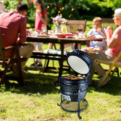Outsunny® Grill Węglowy BBQ Kempingowy Zamykana Pokrywa Termometr Żeliwny