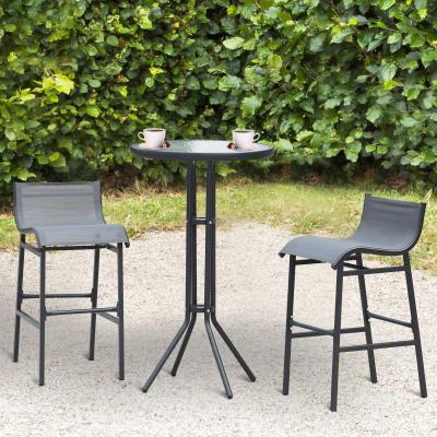 Outsunny® Meble Ogrodowe 3-częściowy Zestaw Stolik Barowy i 2 Hokery Szary