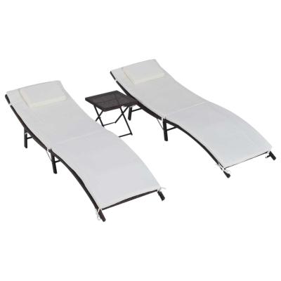 Outsunny® 3-CZĘŚCIOWY ZESTAW OGRODOWY 2 LEŻAKI I STÓŁ SKŁADANY polirattan brązowy 196 x 61 x 53 cm