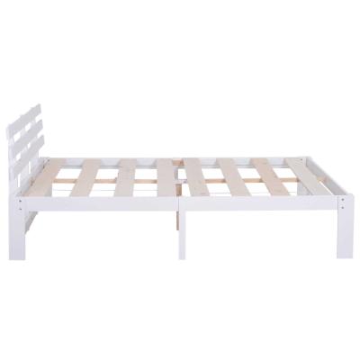 HOMCOM® RAMA ŁÓŻKA DREWNIANA PODWÓJNA W ZESTAWIE STELAŻ Z LISTEW ŁATWY MONTAŻ ZE SCHOWKIEM biały 218 x 143 x 82 cm maks. obciążenie 250 kg
