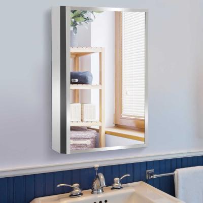 Homcom® Wisząca Szafka Łazienkowa z Lustrem Ścienna Stal Szlachetna Srebrna