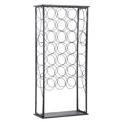 HOMCOM® REGAŁ NA WINO BUTELKI STOJAK NA 28 BUTELEK SZAFKA NA WINO metal czarny 47,5 x 21,5 x 100 cm