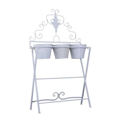 HOMCOM® REGAŁ NA ROŚLINY KWIATY STOJAK Z 3 SKRZYNKAMI metal metalowy biały 58 x 21 x 100 cm