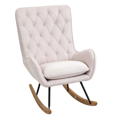 Fotel bujany Fotel relaksacyjny Fotel bujany stal lniana kremowa biel HOMCOM®