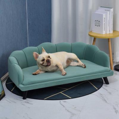 Sofa dla psa z oparciem sofa dla zwierząt domowych legowisko dla psa z miękkim obiciem sofa dla kota kolor zielony