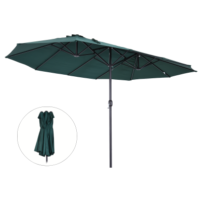 Parasol przeciwsłoneczny ogrodowy podwójny z korbką ręczną zielony owalny Outsunny®