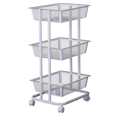 HOMCOM® WÓZEK KUCHENNY REGAŁ KUCHENNY METALOWY WIELOFUNKCYJNY 3 KOSZYKI STAL WĘGLOWA czarny 40x30x79cm