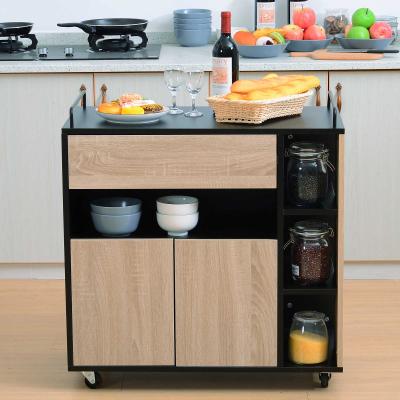 HOMCOM® WÓZEK KUCHENNY BAREK NA KÓŁKACH PŁYTA WIÓROWA