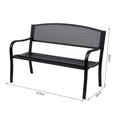Outsunny Ławka ogrodowa 2-osobowa ogród stal + drewno sosnowe kolor naturalny