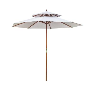 Parasol ogrodowy drewniany podwójny dach 270x260cm jasnoszary Outsunny
