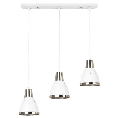 HOMCOM® ZESTAW 3 LAMP SUFITOWYCH WISZĄCYCH INDUSTRIALNY E27 40W METAL biały ∅13 x W16 cm (bez żarówek)