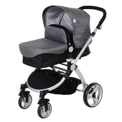 HOMCOM® Wózek Dziecięcy 3 w 1 Buggy Gondola Spacerówka Fotelik Samochodowy 0-36 Miesięcy Szary