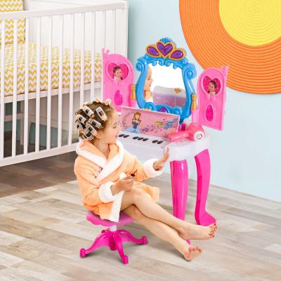 HOMCOM® TOALETKA STOLIK FRYZJERSKI DLA DZIECI Z PIANINEM różowy