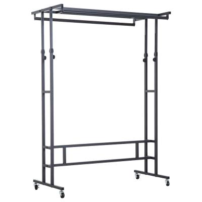 HOMCOM WIESZAK NA UBRANIA WIESZAK DO GARDEROBY 2 DRĄŻKI METAL czarny