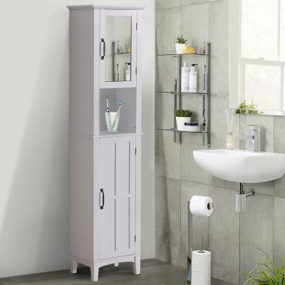 HOMCOM® SZAFKA ŁAZIENKOWA ŚCIENNA Z LUSTREM REGULOWANE PÓŁKI drewno biała 40 x 30 x 170 cm