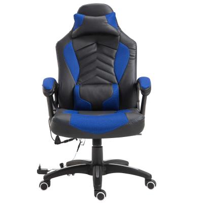 HOMCOM® FOTEL BIUROWY GAMINGOWY ERGONOMICZNY Z MASAŻEM niebieski