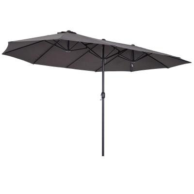 Parasol Przeciwsłoneczny Ogrodowy Podwójny z Korbką Ręczną Owalny Metal + Poliester Szary Outsunny