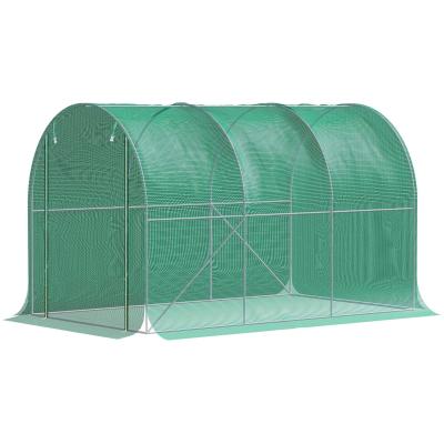 Tunel ogrodniczy foliowy szklarnia ochrona roślin przed mrozem słońcem HDPE, ciemnozielony 3x3x2 m Outsunny
