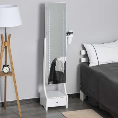 Szafka na biżuterię 2 w 1 LED regał na biżuterię szafka z lustrem i szufladą kolor biały
