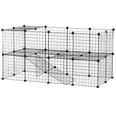 Kojec PawHut® metalowy kojec na małe zwierzęta wiele opcji złożenia czarny metal 146 x 73 x 73 cm