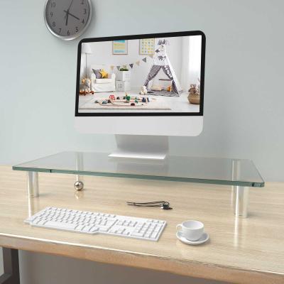 Vinsetto® PODSTAWKA POD MONITOR STOJAK NA EKRAN REGULACJA WYSOKOŚCI szkło metal 56 x 21 x 9–11 cm