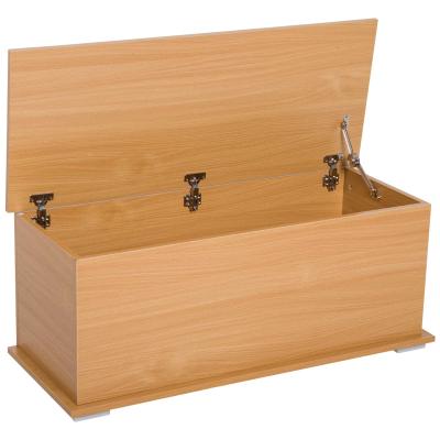 HOMCOM® SKRZYNIA DREWNIANA DO PRZECHOWYWANIA Z KLAPĄ buk