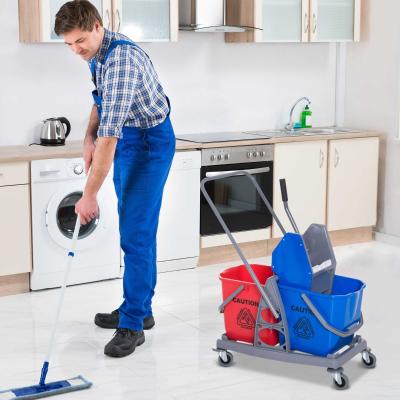 Wózek do sprzątania wózek sprzątający wózek do mycia z 2 wiadrami wózek systemowy z 4 kółkami