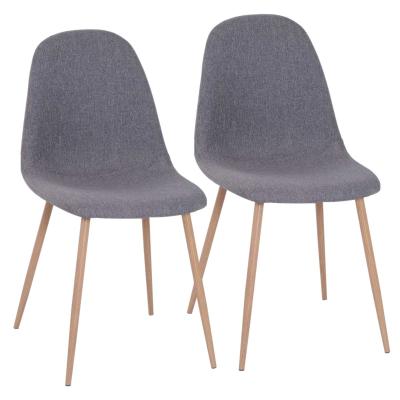 HOMCOM® ZESTAW 2 KRZESEŁ DO JADALNI KRZESŁA DO KUCHNI Z OPARCIEM FOTEL TAPICEROWANY metalowe nogi szary 54 x 44,5 x 86 cm