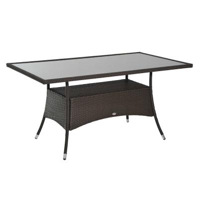 Technorattan stół ogrodowy szklany stół stół obiadowy meble ogrodowe stół metal 150x85x74 cm