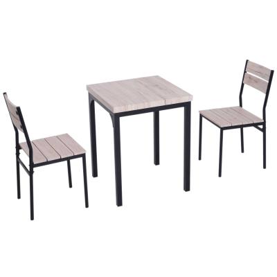 HOMCOM® 3-CZĘŚCIOWY ZESTAW DO JADALNI DREWNIANY STÓŁ + 2 KRZESŁA