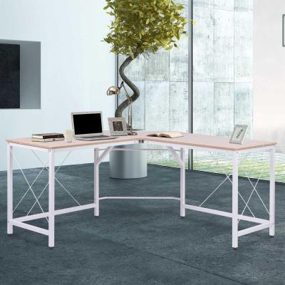 HOMCOM® STOLIK KOMPUTEROWY BIURKO NAROŻNE W KSZTAŁCIE L MDF naturalny 150 x 150 x 76 cm