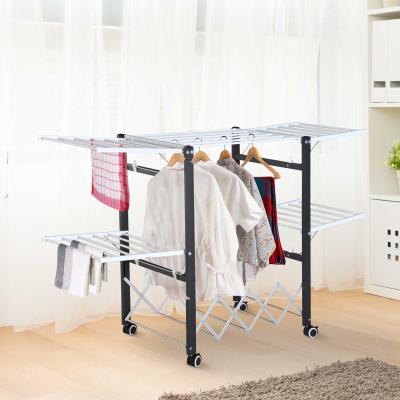 HOMCOM® STOJAK SUSZARKA NA PRANIE Z ROZKŁADANYMI SKRZYDŁAMI
