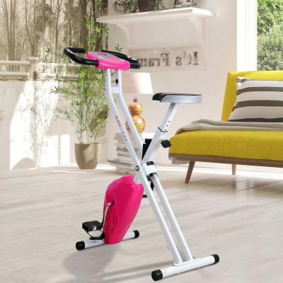 Rower treningowy z monitorem LCD Rower fitness regulowany składany stal różowy