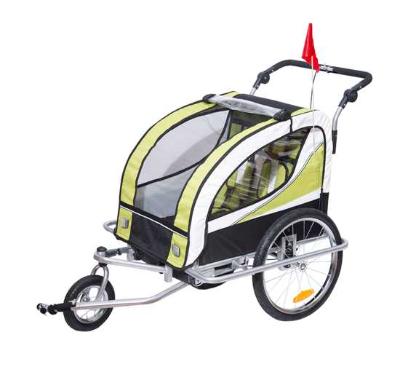 HOMCOM PRZYCZEPA DO ROWERU JOGGER 2W1 360° 2 DZIECI zielono-czarna