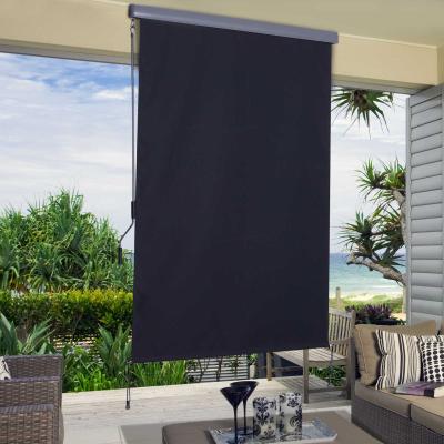 HOMCOM® ROLETA OCHRONA PRZED WIATREM I SŁOŃCEM ZASŁONA Z RĘCZNĄ KORBKĄ poliester + aluminium szara 140 x 200 cm