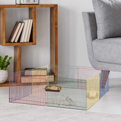 PawHut® Kojec dla Małych Zwierząt 8-częściowy Wybieg dla Chomików Metal Wielokolorowy 69 X 69 X 23 cm