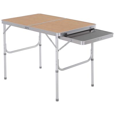 Stół piknikowy kempingowy składany regulacja wysokości aluminium bambus biały 90 x 60 x 40/70 cm Outsunny