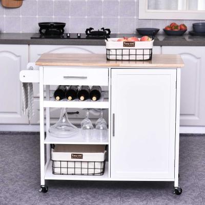 Homcom® Wózek Szafka Kuchenna na Kółkach Barek Szuflada Lite Drewno Biały 105 X 45 X 89 cm