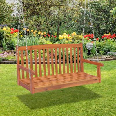 Outsunny® ŁAWKA WISZĄCA HUŚTAWKA OGRODOWA 2-OSOBOWA Z ŁAŃCUCHAMI drewno brązowa