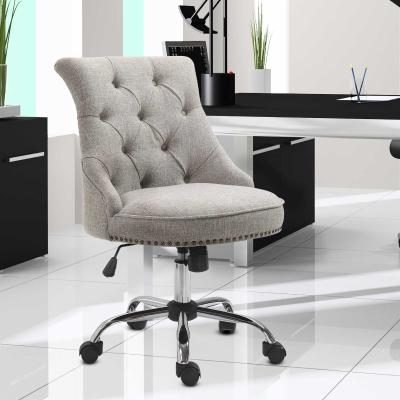 HOMCOM® FOTEL OBROTOWY KRZESŁO TAPICEROWANE FOTEL SZEFA MAKS OBCIĄŻENIE 150 kg REGULACJA WYSOKOŚCI len jasnoszary 54 x 65,5 x (84–91) cm