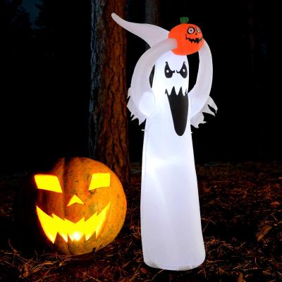 DMUCHANY DUCH NA HALLOWEEN HOMCOM® 1,8 m DEKORACJA Z BIAŁO-POMARAŃCZOWYM ŚWIATŁEM LED poliester 80 x 40 x 180 cm