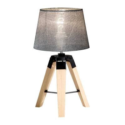 HOMCOM Lampka Nocna Biurkowa Stołowa E27 Len Sosna szara