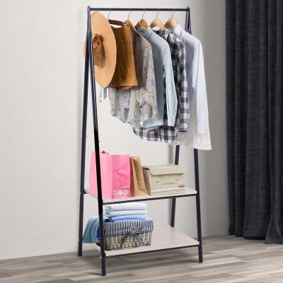 HOMCOM wieszak na ubrania wieszak na buty drewno czarny+naturalny 64 x 42,5 x 149 cm