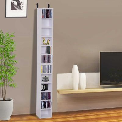 HOMCOM Stojak na płyty CD Półka na płyty CD Regał Dwuczęściowy zestaw z dwoma otwartymi regałami, MDF + płyty wiórowe, biały, 21 x 19,2 x 88,3 cm